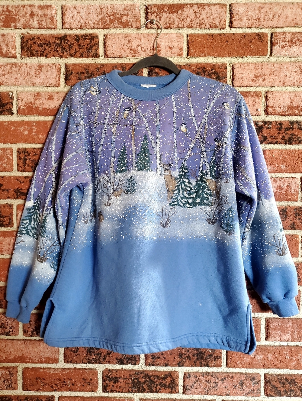 Vintage Blue & Purple Winter Scene Sweatshirt